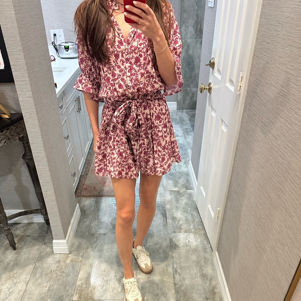 Sundry Burgundy Floral Mini Dress - Picture 6 of 8